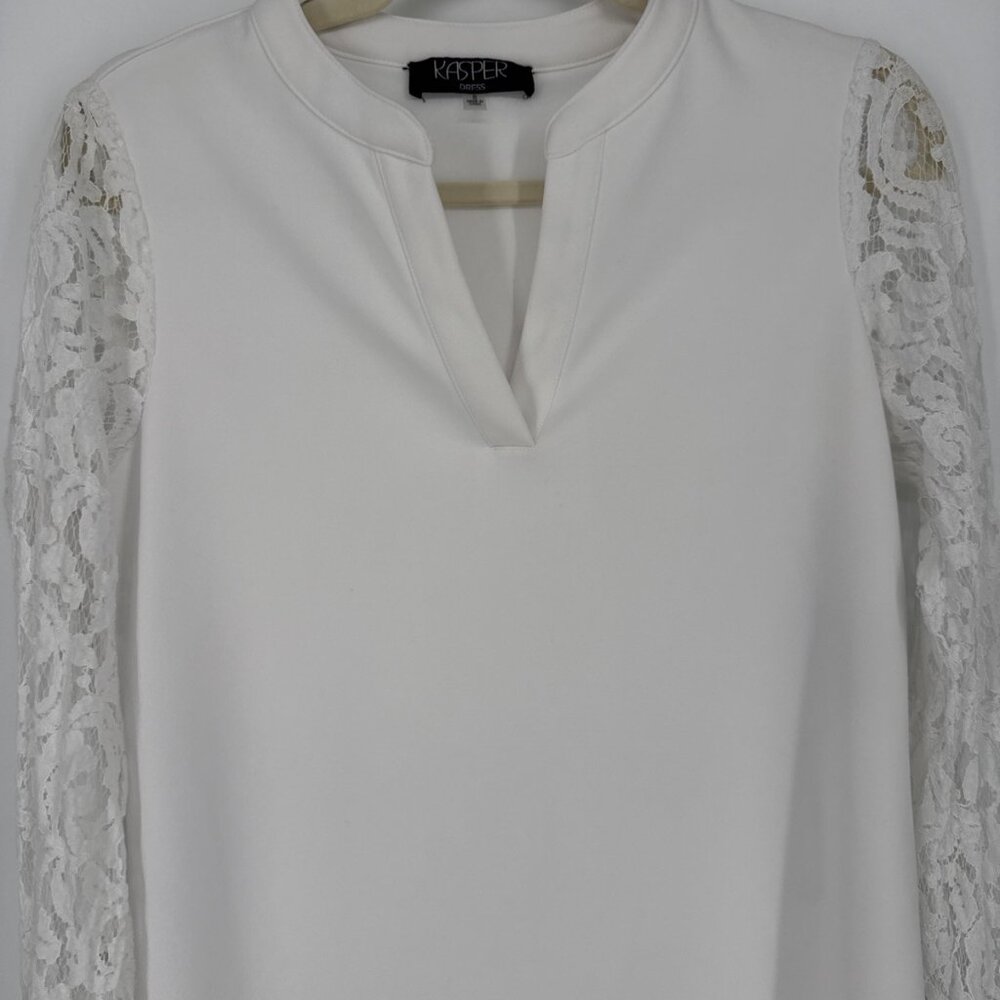 Kasper Womens Size Small White Lace Sheath Dress Work Office Career - Picture 5 of 14